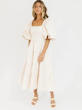 SHOP ZOCO SCOUT PUFF SLEEVE DRESS CREAM